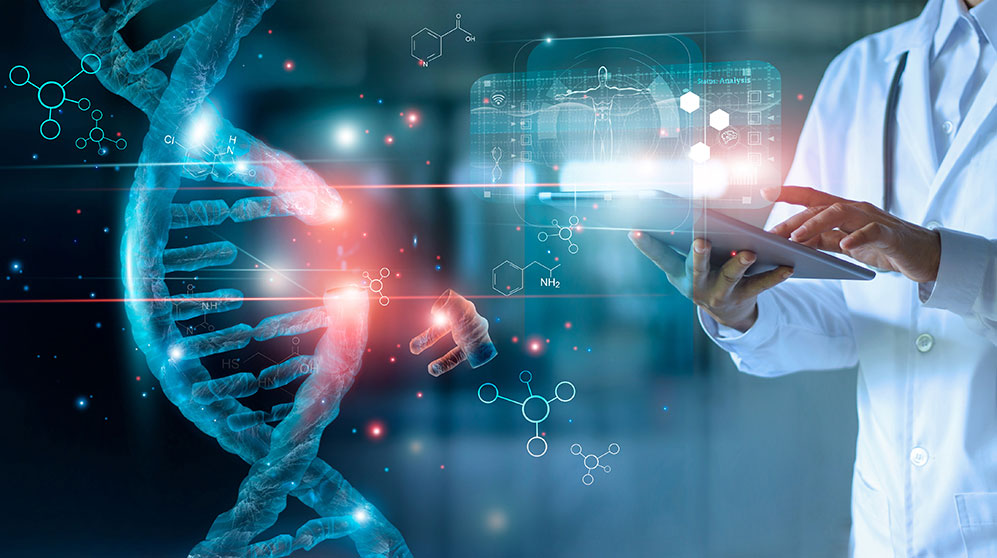 DNA strand and medical professional