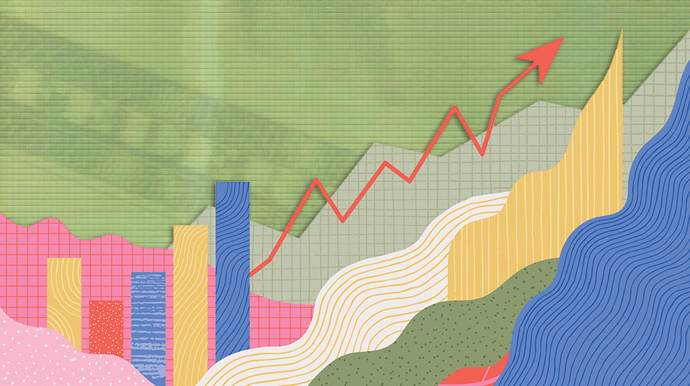 collage-like bar and trend chart